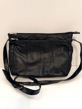 Cabin Creek Black Faux Leather Crossbody Shoulder Bag Adjustable Strap